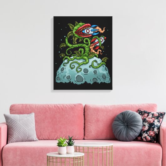 Venus Fly Trap Kinder Bubble Tea Gift Carnivorous Canvas Afdruk (Insitu (Woonkamer))