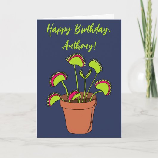 Venus Fly Trap Plant Illustralized Personalized Kaart (Voorkant)