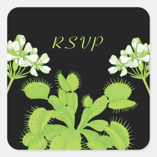 Venus Flytrap Bloemen RSVP Vierkante Sticker (Voorkant)