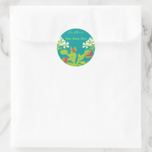 Venus Flytrap Boekenlabel Ronde Sticker (Tas)
