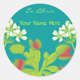 Venus Flytrap Boekenlabel Ronde Sticker