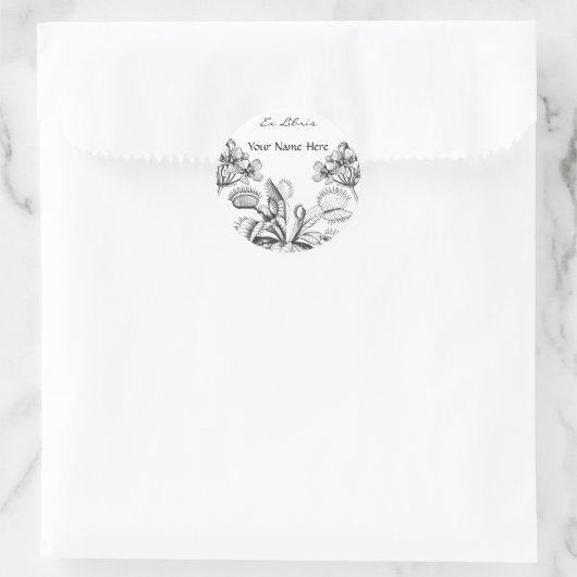 Venus Flytrap Bookplate Ronde Sticker (Tas)