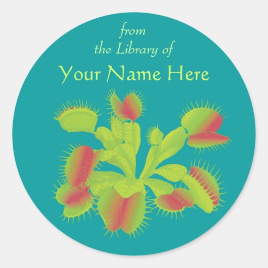 Venus Flytrap Botanisch Boek Bord Ronde Sticker (Voorkant)