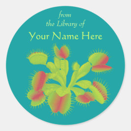 Venus Flytrap Botanisch Boek Bord Ronde Sticker