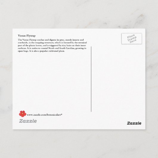 Venus Flytrap, carnivoren Plant Briefkaart (Achterkant)