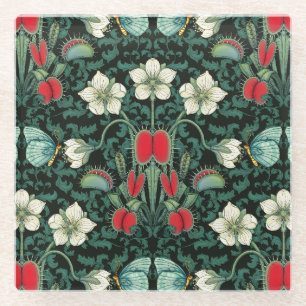 Venus Flytrap en Blauwe Vlinder Glazen Onderzetter