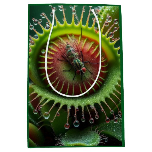 Venus Flytrap Floral Green and Red  Medium Cadeauzakje (Voorkant)