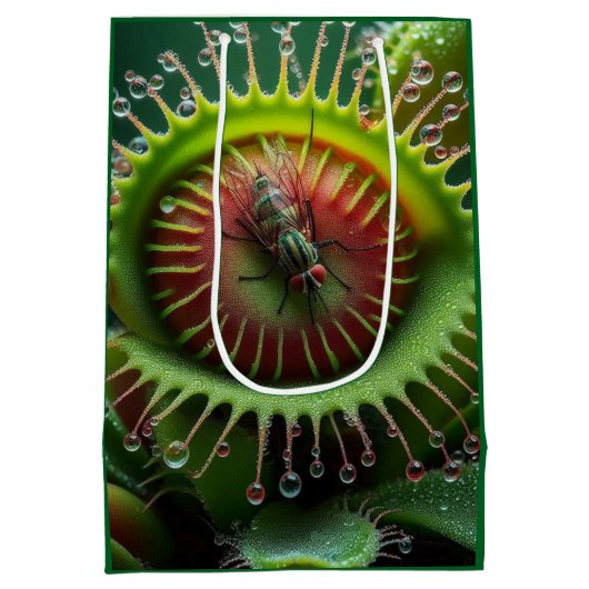 Venus Flytrap Floral Green and Red  Medium Cadeauzakje (Achterkant)