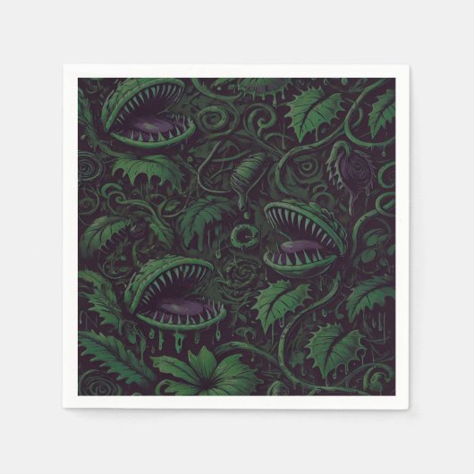 Venus Flytrap Groene Slijm Halloween Feestje  Servet (Voorkant)