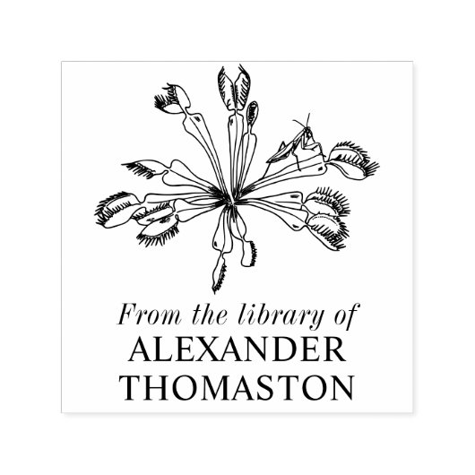 Venus Flytrap Plant Mantis Bibliotheek Boeknaam Zelfinktende Stempel (Design)