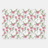 Venus Flytrap Planten en Buzzing Flies op Grijs Inpakpapier Vel (Voorkant 2)