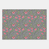 Venus Flytrap Planten en Buzzing Flies op Grijs Inpakpapier Vel (Voorkant)