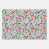 Venus Flytrap Planten en Buzzing Flies op Grijs Inpakpapier Vel (Voorkant 3)