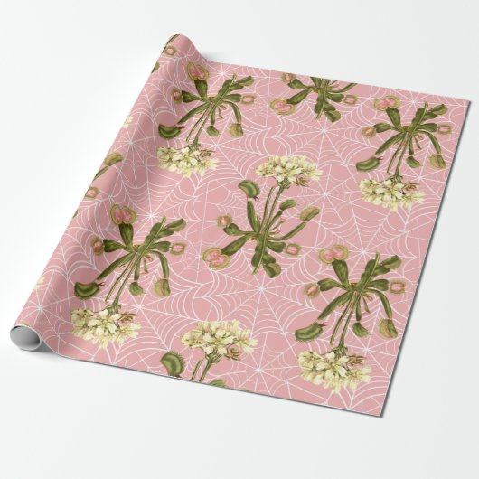 venus flyval floral spider web cadeaupapier (Uitgerold)