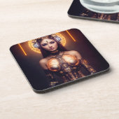 VENUS GLOEIENDE CYBORG ROBOT BIER ONDERZETTER (Linkerzijde)