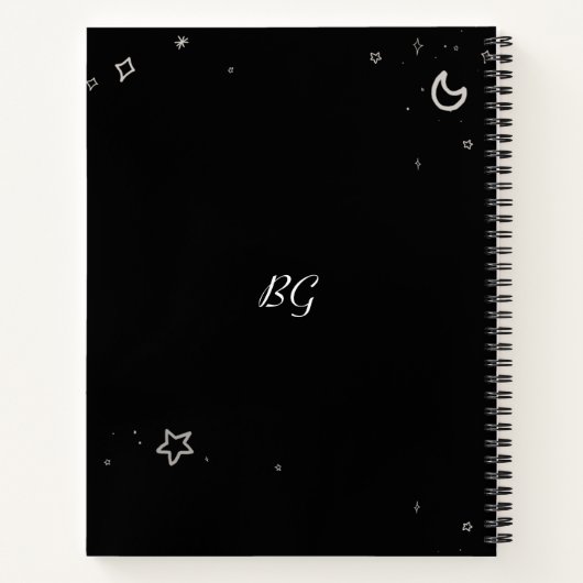 Venus Libra Monogram Cosmic Typography Cool Notitieboek (Achterkant)