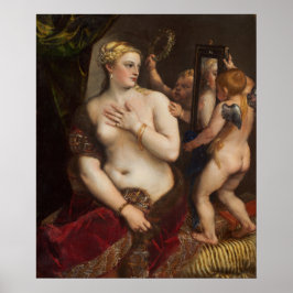 Venus met een spiegel van Titiaan - Poster
