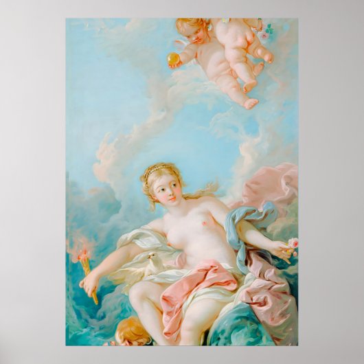 Venus op de golven door François Boucher Poster (Voorkant)