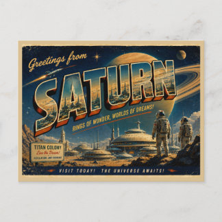 Venus Retro Sci-Fi Ansichtkaart | Vintage Ruimtere Briefkaart