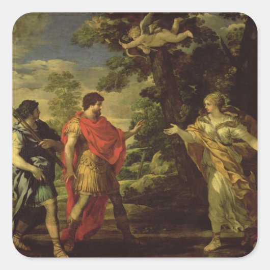 Venus schijnend naar Aeneas als Huntress, c.1635 ( Vierkante Sticker (Voorkant)