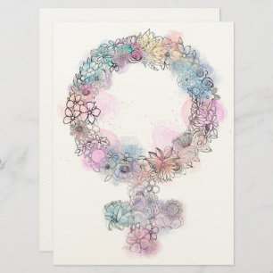 Venus Sign Feminist Symbool met bloemen