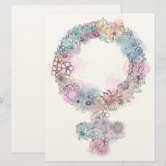 Venus Sign Feminist Symbool met bloemen