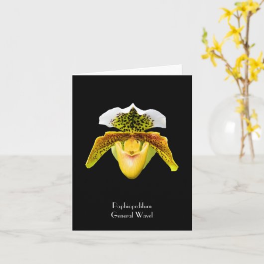 Venus Slipper Orchidee Gevouwen Note Kaart (Gele Bloem)