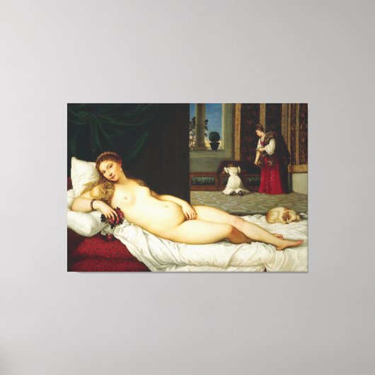 Venus Urbino van Titiaan Canvas Afdruk (Voorkant)