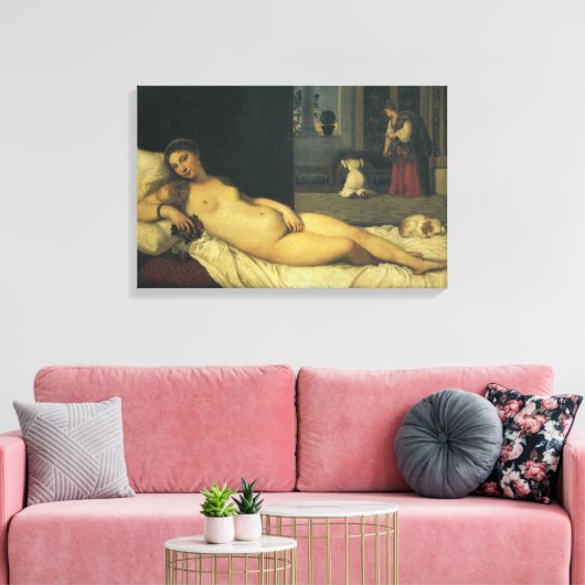 Venus van Urbino door Titiaan, renaissance Art Canvas Afdruk (Insitu (Woonkamer))