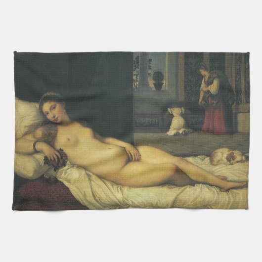 Venus van Urbino door Titiaan, renaissance Art Theedoek (Horizontaal)
