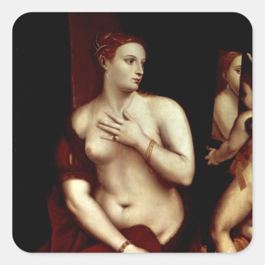Venus voor de spiegel vierkante sticker (Voorkant)
