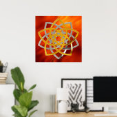 Venusblume Duo Gold Silver | rode vuurgolven Poster (Thuiskantoor)