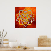 Venusblume Duo Gold Silver | rode vuurgolven Poster (Keuken)