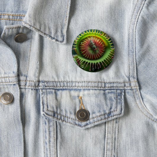 Venusvliegenval Bloemige Fun Opvallend Whimsical Ronde Button 5,7 Cm (In situ)