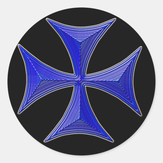 VER 01 Ridders Tempelier Cross - Zwarte achtergron Ronde Sticker (Voorkant)
