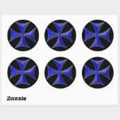 VER 01 Ridders Tempelier Cross - Zwarte achtergron Ronde Sticker (Vel)