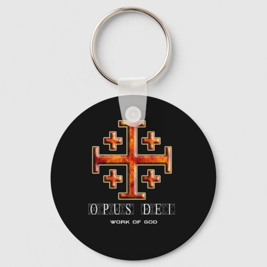 Ver 3 - Jerusalem Cross - Opus Dei - Black Back Sleutelhanger (Voorkant)