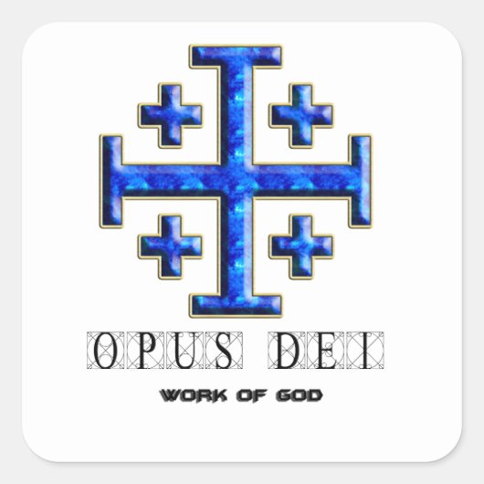 Ver 4 - Jeruzalemkruis - Opus Dei - Doorzichtige a Vierkante Sticker (Voorkant)