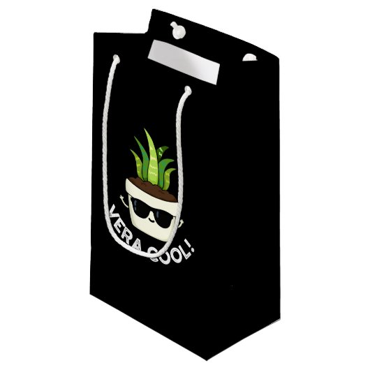 Vera Cool Funny Aloe Vera Pun Dark BG Klein Cadeauzakje (Voorkant Gekanteld)