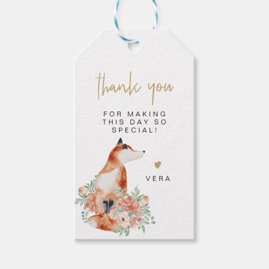 VERA Eucalyptus Greenery & Terracotta Floral Fox Cadeaulabel (Voorkant)