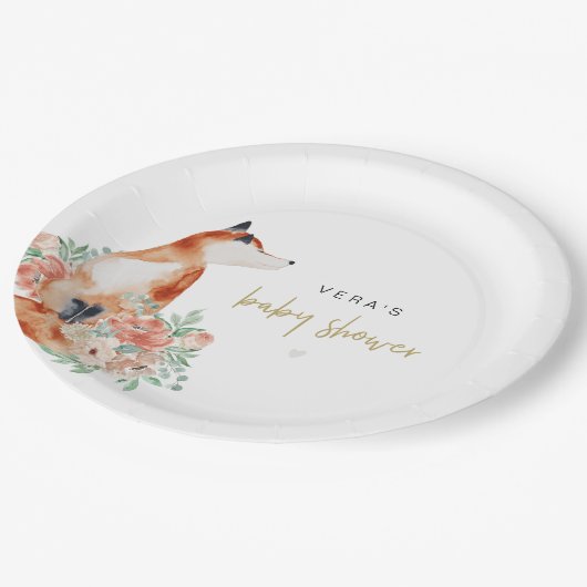 VERA Eucalyptus Greenery & Terracotta Floral Fox Papieren Bordje (Gekanteld)