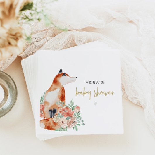 VERA Eucalyptus Greenery & Terracotta Floral Fox Servet