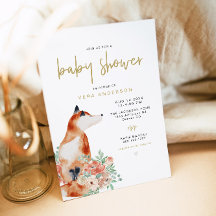 VERA Groene & Terracotta Bloemige Vos Baby Shower 