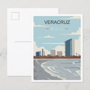 Veracruz Mexico Art Vintage Travel Illustratie Briefkaart