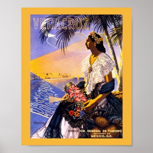 Veracruz Mexico Oude Reisposter Gerestaureerd Poster (Voorkant)
