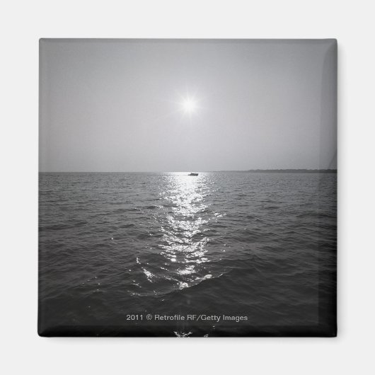 Verafgelegen boot op zee magneet (Voorkant)