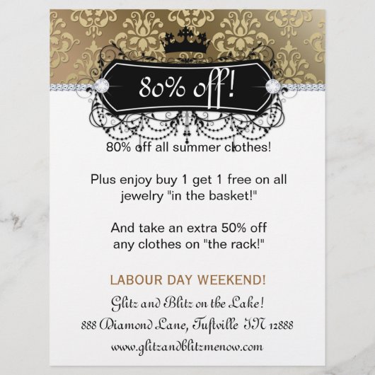 VerALE Flyer-Mode Joodse zalon Crown Gold Flyer (Achterkant)