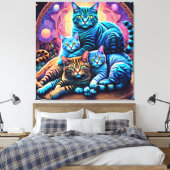 Veranda Cat Familie Canvas Afdruk (Insitu (Slaapkamer))