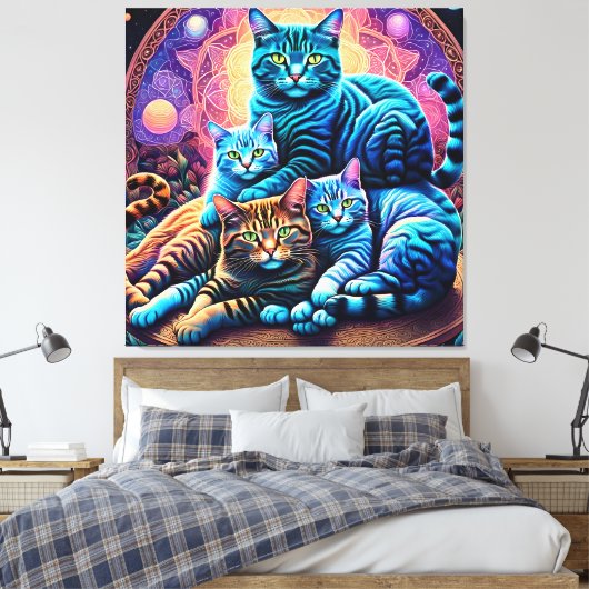 Veranda Cat Familie Canvas Afdruk (Insitu (Slaapkamer))