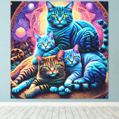 Veranda Cat Familie Canvas Afdruk (Insitu (Houten vloer))